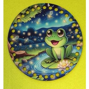   15cm Baza din lemn imprimata crosetabila Broasca draguta 1 buc 15 cm grosime 2,5 mm 