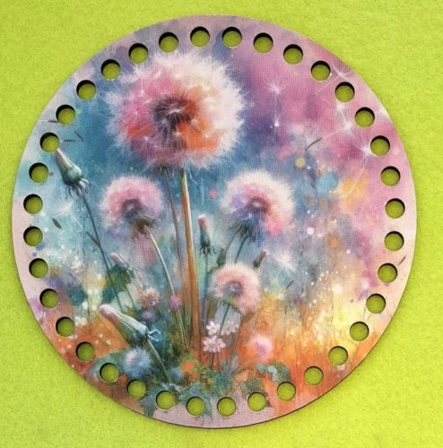 15cm Baza din lemn imprimata crosetabil Papadie cu gaura de 7 mm 1 buc. 15 cm grosime 2,5 mm 