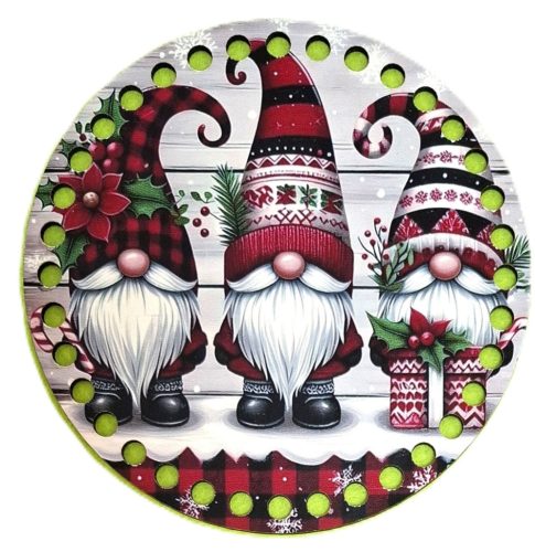 15cm Baza din lemn imprimata crosetabil cu elfi de Crăciun cu gaura de 7 mm, 1 buc., 15 cm, grosime 2,5 mm 