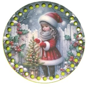   15cm Baza din lemn imprimata crosetabil Fetită cu pin. Gaura de 7mm 1 buc 15cm Grosime 2.5mm 