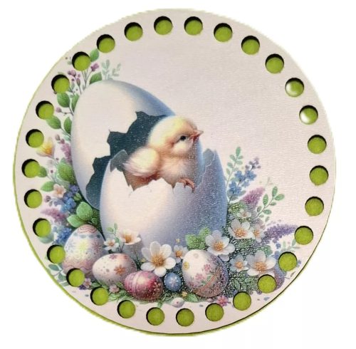 12cm Baza din lemn imprimata crosetabila cu gaura de 7 mm Puisor în coaja de ou cu inscriptie de 1 buc/pachet 12 cm grosime 2,5 mm 