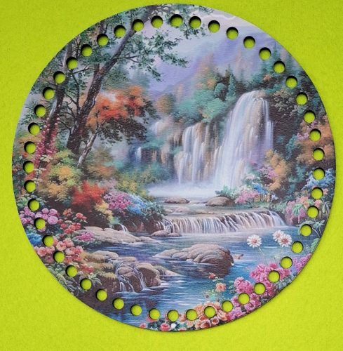 19,5cm Baza din lemn imprimata crosetabila cu gaura de 7 mm Cascadă cu pârâu 1 buc 19,5 cm grosime 2,5 mm  