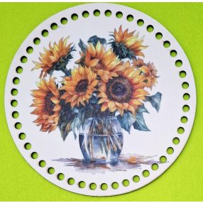   19,5cm Baza din lemn imprimata crosetabila cu gaura de 7 mm Floarea-soarelui în vaza 1 buc/pachet 19,5cm grosime 2,5 mm 