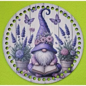   19,5cm Baza din lemn imprimata crosetabila cu gaurade 7 mm Pitic cu caciula mov si lavanda 1 buc/pachet 19,5 cm grosime 2,5 mm 