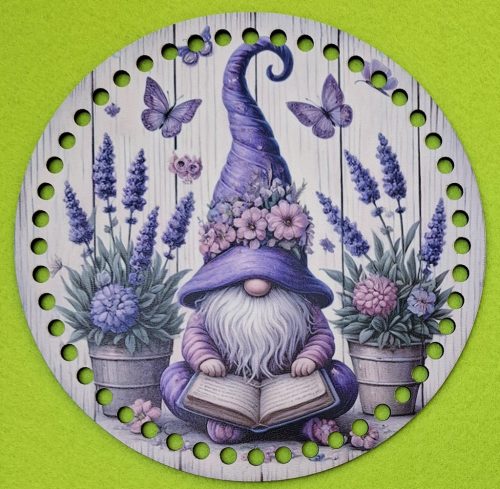 19,5cm Baza din lemn imprimata crosetabila cu gaurade 7 mm Pitic cu caciula mov si lavanda 1 buc/pachet 19,5 cm grosime 2,5 mm 