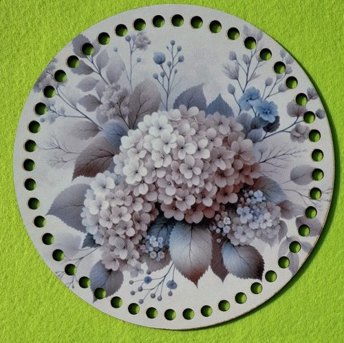 19,5cm Baza din lemn imprimata crosetabila cu gaura de 7 mm Hortensie 1 buc. 19,5 cm grosime 2,5 mm  