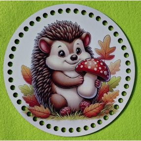   19,5cm Baza din lemn imprimata crosetabil Arici cu ciuperca. Gaura de 7mm 1 buc 19,5cm Grosime 2.5mm  