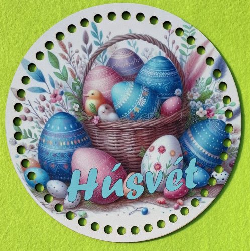 19,5cm Baza din lemn imprimata crosetabila cu gaura de 7 mm Cosulet pentru oua cu inscriptie de Húsvét 1 buc/pachet 19,5 cm grosime 2,5 mm  