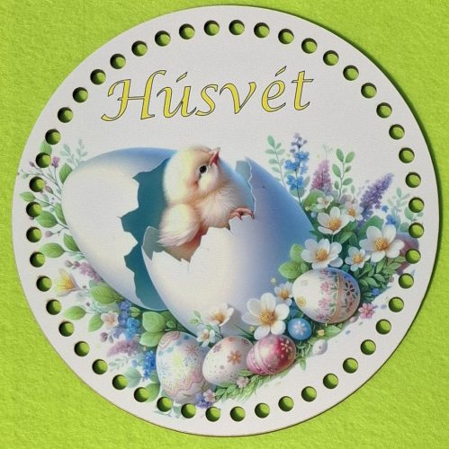 19,5cm Baza din lemn imprimata crosetabila cu gaura de 7 mm Puisor în coaja de ou cu inscriptie de Húsvét 1 buc/pachet 19,5 cm grosime 2,5 mm 