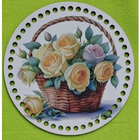   19,5cm Baza din lemn imprimata crosetabila cu gaura de 7 mm Trandafir galben în cos de rachita 1 buc/pachet 12 cm grosime 2,5 mm  