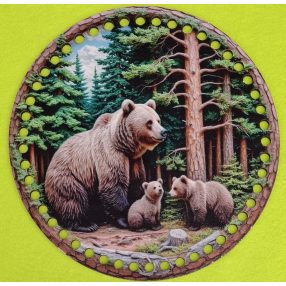   19,5 cmBaza din lemn imprimata crosetabil, familie de ursi, cu gaura de 7 mm, 1 buc., 19,5 cm, grosime 2,5 mm  