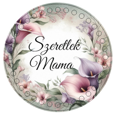 Bază din lemn imprimată pentru croșetat, 15 cm, cu gaură de 7 mm, model cu cale bordo, cu inscripția „Te iubesc, mama” 1 buc/pachet 15 cm, grosime 2,5 mm