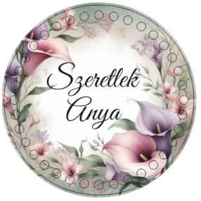    Bază din lemn imprimată pentru croșetat, 15 cm, cu gaură de 7 mm, model cu cale bordo, cu inscripția „Te iubesc, mamă”  1 buc/pachet  15 cm, grosime 2,5 mm