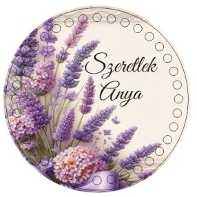   Bază din lemn imprimată pentru croșetat, 15 cm, cu gaură de 7 mm, model cu lavandă, cu inscripția „Te iubesc, mamă” 1 buc/pachet 15 cm, grosime 2,5 mm