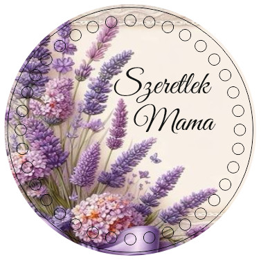 Bază din lemn imprimată pentru croșetat, 15 cm, cu gaură de 7 mm, model cu lavandă, cu inscripția „Te iubesc, mama”  1 buc/pachet  15 cm, grosime 2,5 mm