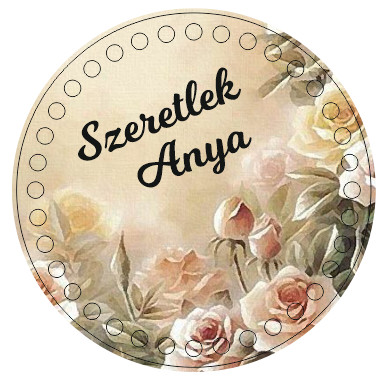 Bază din lemn imprimată pentru croșetat, 15 cm, cu gaură de 7 mm, model cu trandafiri galbeni, cu inscripția „Te iubesc, mamă” 1 buc/pachet 15 cm, grosime 2,5 mm