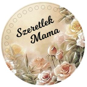    Bază din lemn imprimată pentru croșetat, 15 cm, cu gaură de 7 mm, model cu trandafiri galbeni, cu inscripția „Te iubesc, mama” 1 buc/pachet 15 cm, grosime 2,5 mm