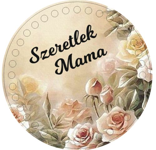  Bază din lemn imprimată pentru croșetat, 15 cm, cu gaură de 7 mm, model cu trandafiri galbeni, cu inscripția „Te iubesc, mama” 1 buc/pachet 15 cm, grosime 2,5 mm