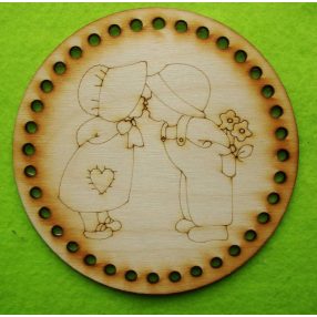   12,5cm Bază din lemn natural  crosetabilă in forma de cerc fete si baieti,cu gaura de 5mm, 1 bucata, grosime 3mm