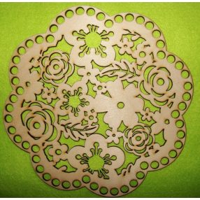   20x20cm Baza de floare crosetabila din lemn natural cu flori, gaura de 8 mm, grosime 1 buc. 3 mm