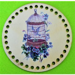   11,3 cm cmBaza din lemn rotund crosetabil imprimat tabla cu portita. Cu gaura de 4,5mm, 11,3cm, grosime 3mm