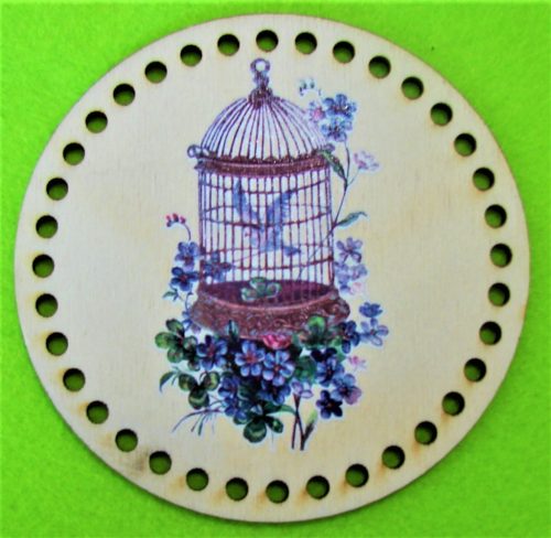 11,3 cm cmBaza din lemn rotund crosetabil imprimat tabla cu portita. Cu gaura de 4,5mm, 11,3cm, grosime 3mm