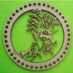    16,5 cm Casuta rotunda pentru pasari, din lemn natural, crosetabila, cu baza din lemn, cu gaura de 6 mm, grosime 1 buc. 3 mm