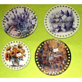 Bază din lemn croșetat, imprimată colorat