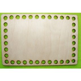   11x16,5cm 1 bucata dreptunghi croșetabil din lemn natural.grosime 3 mm. Dimensiunea alezajului:7,5mm