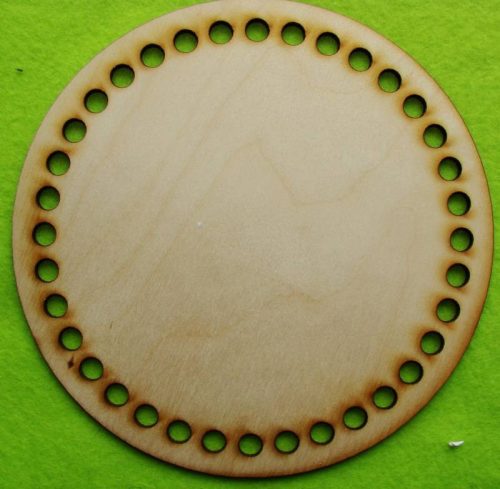 16cm Baza de lemn crosetabila circulara din lemn natural, cu gaura de 7,5 mm, grosime 1 buc. 3 mm