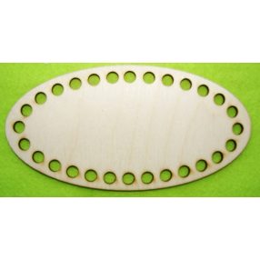   16,5x8cm Placa ovala din lemn natural crosetabila, 1 buc., grosime 3 mm, dimensiune gaura: 7,5 mm
