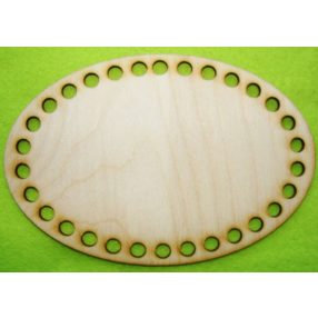    16,5x11cm Placa ovala din lemn natural crosetabila, 1 buc., grosime 3 mm, dimensiune gaura: 7,5 mm