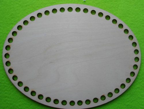 20x15cm Placa ovala din lemn natural crosetabila, 1 buc., grosime 3 mm, dimensiune gaura: 7 mm