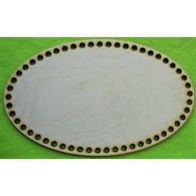   25x15cm Placa ovala din lemn natural crosetabila, 1 buc., grosime 3 mm, dimensiune gaura: 7 mm