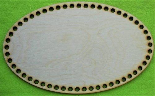 25x15cm Placa ovala din lemn natural crosetabila, 1 buc., grosime 3 mm, dimensiune gaura: 7 mm