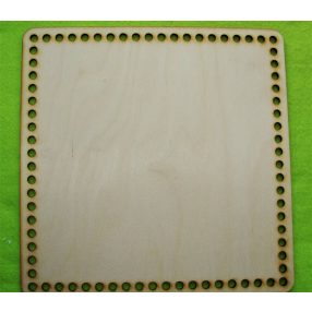   27,5x27,5cm Placa patrata din lemn natural crosetabila, 1 buc., grosime 3 mm, dimensiune gaura: 7,5 mm