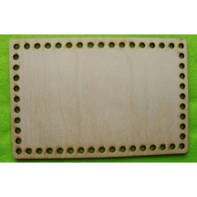      20x13,3cm Baza dreptunghiulara din lemn natural, crosetabila, cu gaura de 6 mm, grosime 1 buc. 3 mm