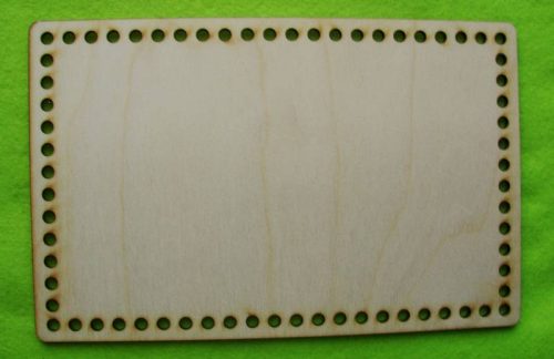 25x16cm Baza dreptunghiulara din lemn natural, crosetabil, cu gaura de 6 mm, 1 buc., grosime 3 mm