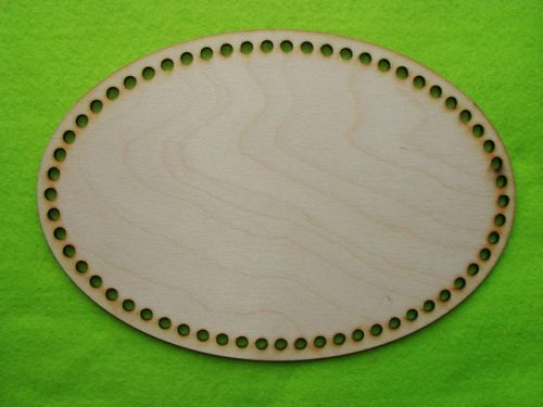 25x17mm Baza ovala din lemn natural, croetabila, cu gaura de 6 mm, grosime 1 buc. 3 mm