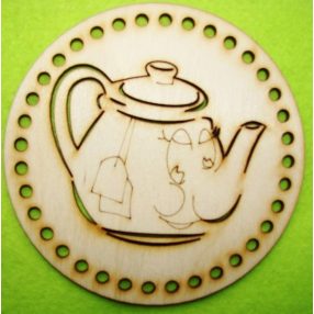    12,5cm Baza din lemn natur crosetabil in forma de suport de ceasca de ceai. 1 bucata, grosime 3mm