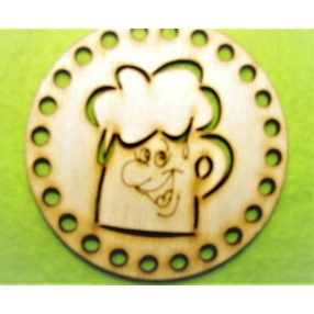   8cm Suport rotund din pahar de bere, din lemn natural, crosetabil, cu baza din lemn, cu gaura de 5 mm, grosime 1 buc. 3 mm