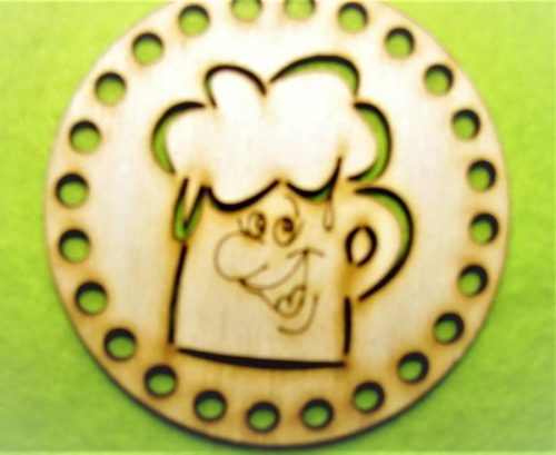 8cm Suport rotund din pahar de bere, din lemn natural, crosetabil, cu baza din lemn, cu gaura de 5 mm, grosime 1 buc. 3 mm