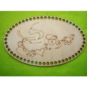   25x15cm Tava de cafea din lemn natural, crosetabila, baza din lemn cu gaura de 7 mm, 1 buc., grosime 4 mm