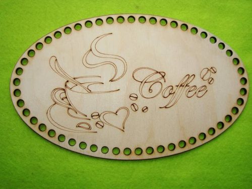 25x15cm Tava de cafea din lemn natural, crosetabila, baza din lemn cu gaura de 7 mm, 1 buc., grosime 4 mm