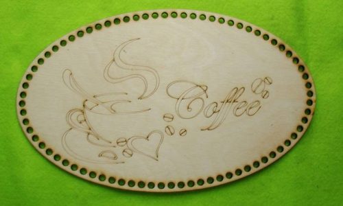 35x21cm Tava de cafea din lemn natural, crosetabila, baza din lemn cu gaura de 7 mm, 1 buc., grosime 4 mm