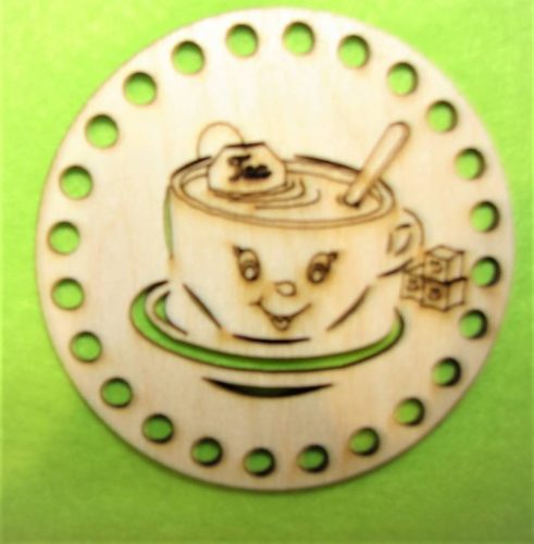 8cmBaza de ceasca de ceai din lemn natural, cerc, crosetabil, cu gaura de 5 mm, 1 buc., grosime 4 mm