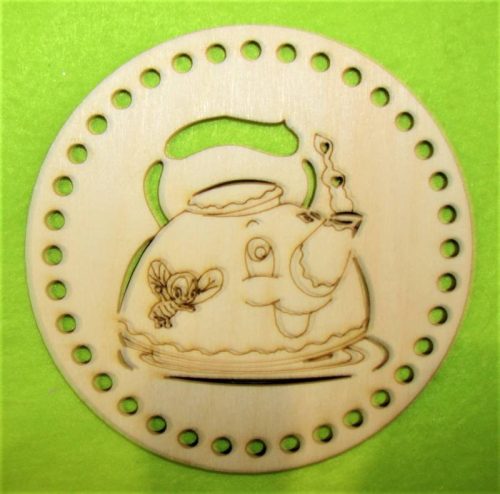 12,5cm Baza din lemn natur rotund in forma de suport pentru ceasca de ceai.gu gaura de 5mm, 1 bucata, grosime 3 mm