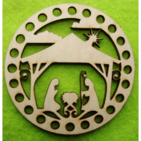   8cm Baza din lemn natural crosetabil cu iesle, gaura de 5 mm, grosime 1 buc. 3 mm