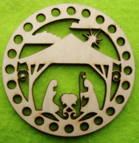 8cm Baza din lemn natural crosetabil cu iesle, gaura de 5 mm, grosime 1 buc. 3 mm