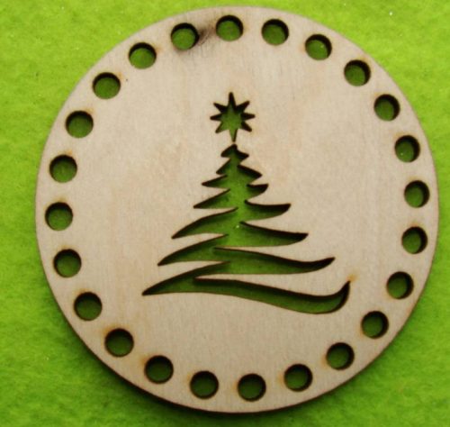 8 cm Baza din lemn crosetabilt din lemn natural, spirala de pin cu gaura de 5 mm, 1 buc. grosime 3 mm